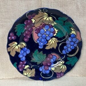 Vintage Royal Stanley Ware Pottery Jacobean Grapes Plate Colorful Gothic Goth